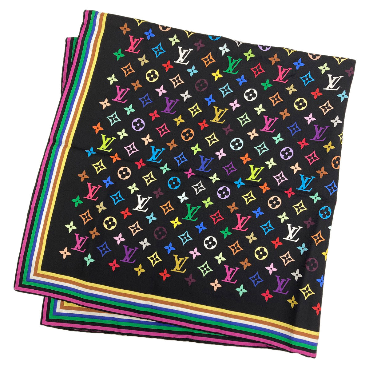 LOUIS VUITTON M71914 I Love Monogram: Takashi Murakami Collaboration Scarf Silk Ladies [Used]