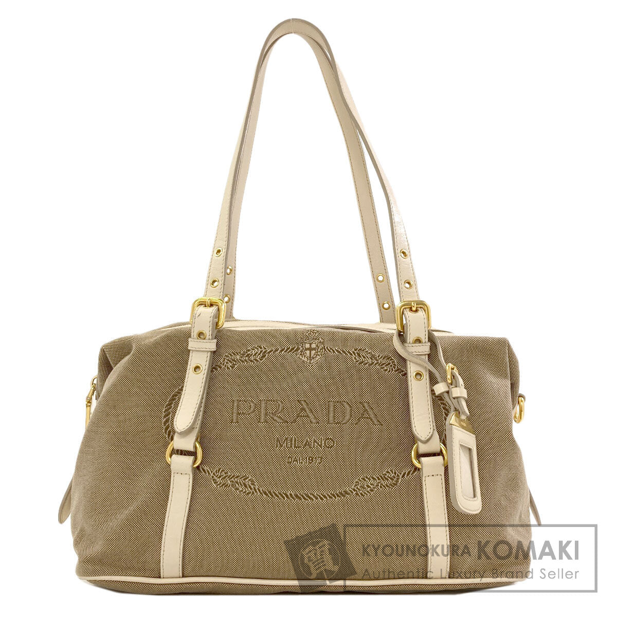 PRADA logo Tote Bag Canvas Ladies [Used]