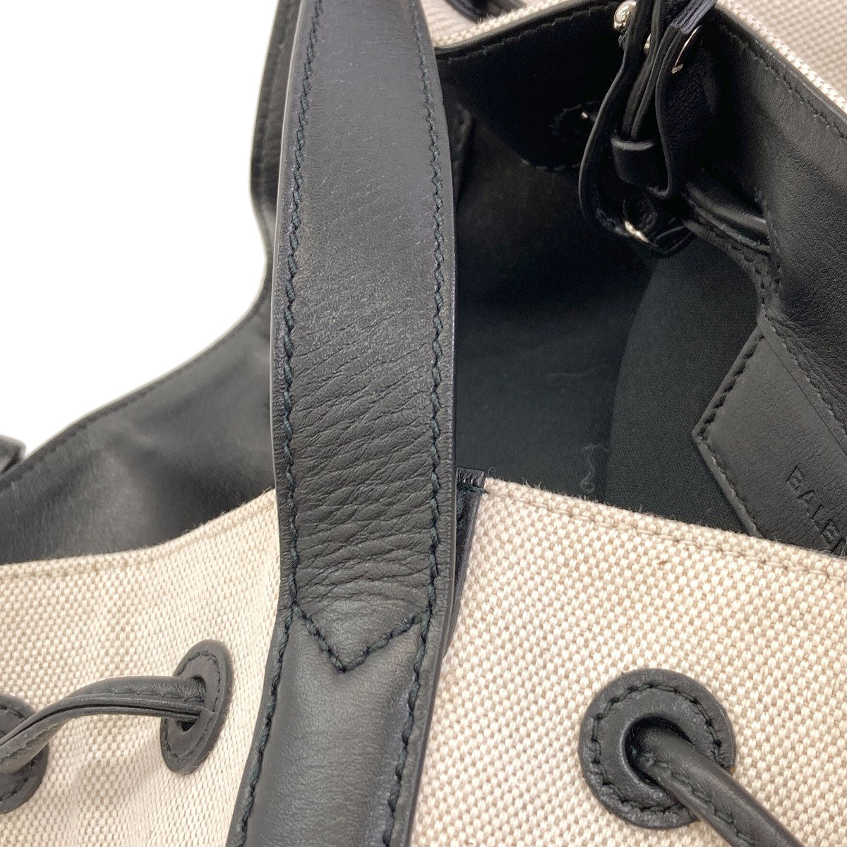 BALENCIAGA 409000 Navy bucket Shoulder Bag Canvas LeatherLadies [Used]