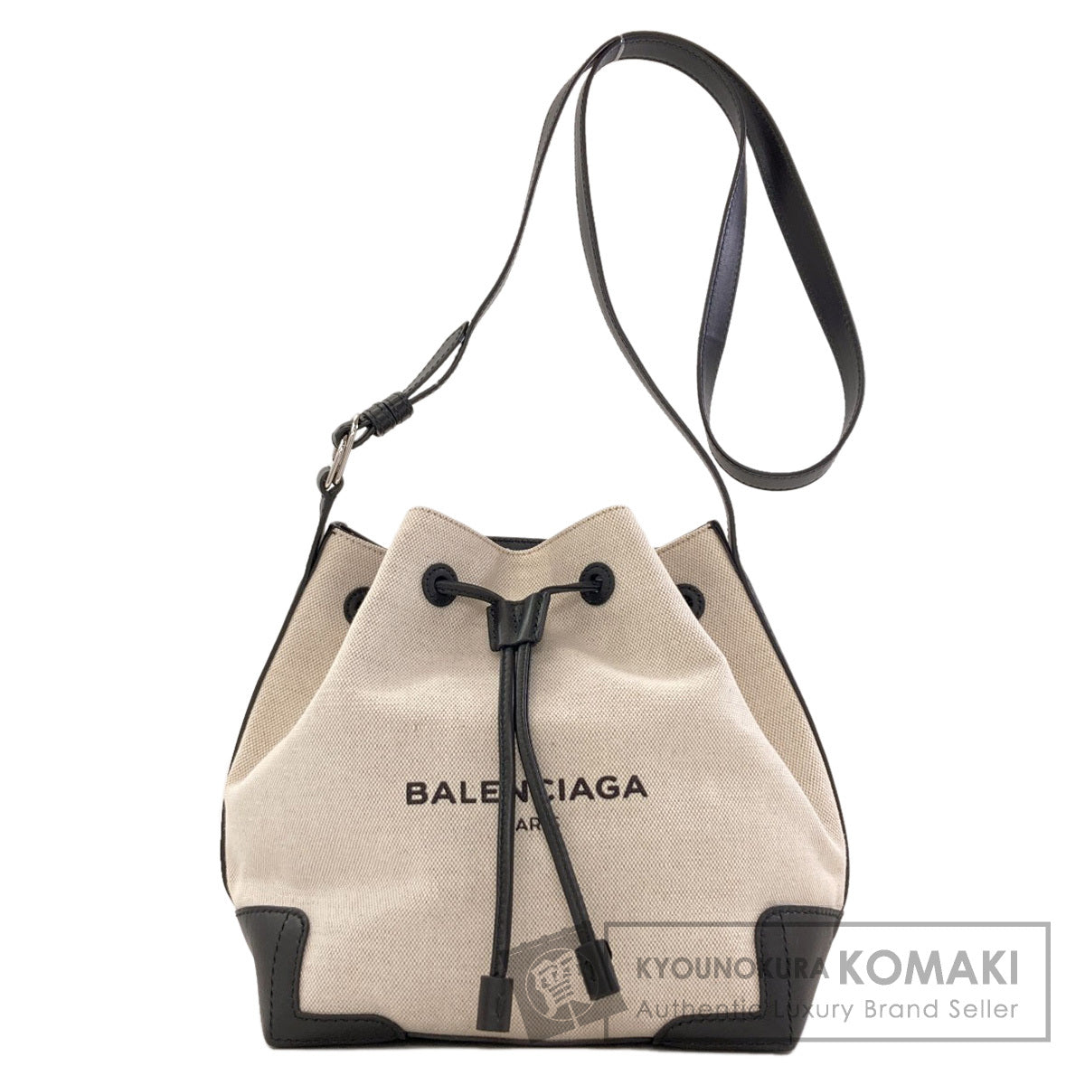 BALENCIAGA 409000 Navy bucket Shoulder Bag Canvas LeatherLadies [Used]