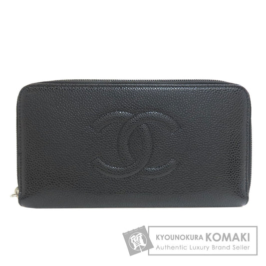 CHANEL Zip Around COCO Mark SilverHardware Long wallet (with coin pocket) Grained Calfskin Skin Ladies [Used]