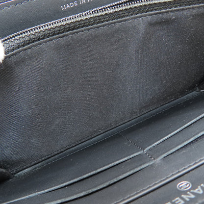 CHANEL Zip Around COCO Mark SilverHardware Long wallet (with coin pocket) Grained Calfskin Skin Ladies [Used]