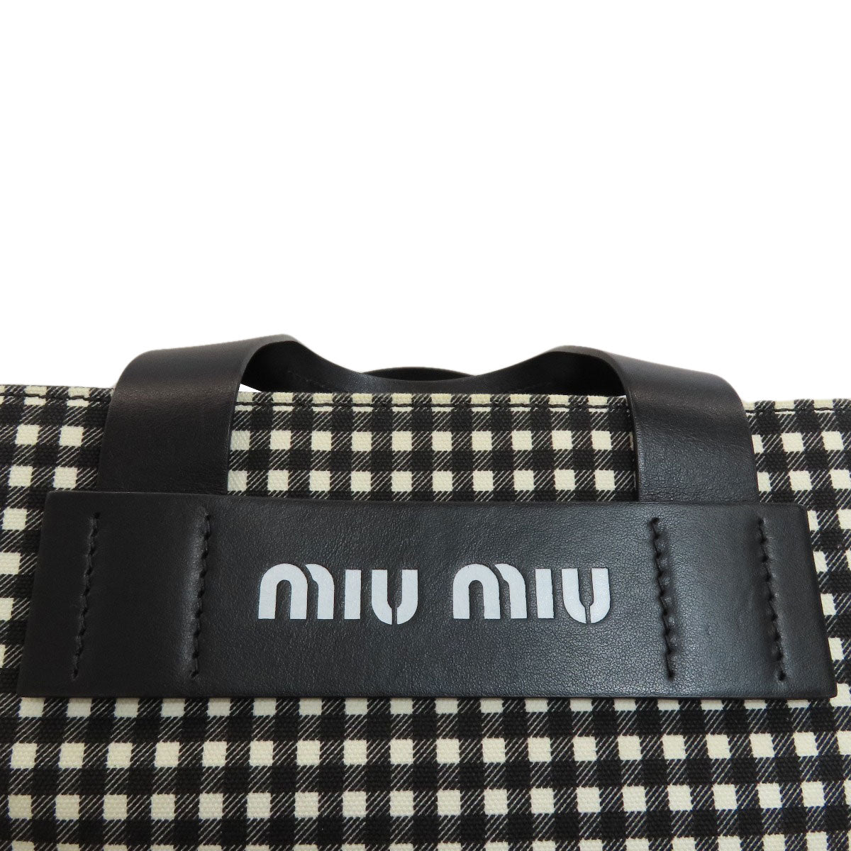 MIUMIU Gingham Check Pattern 2WAY Handbag Canvas Ladies [Used]