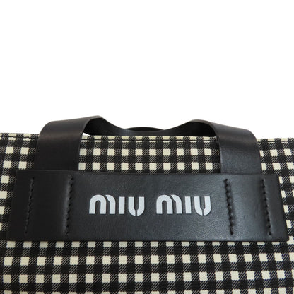 MIUMIU Gingham Check Pattern 2WAY Handbag Canvas Ladies [Used]