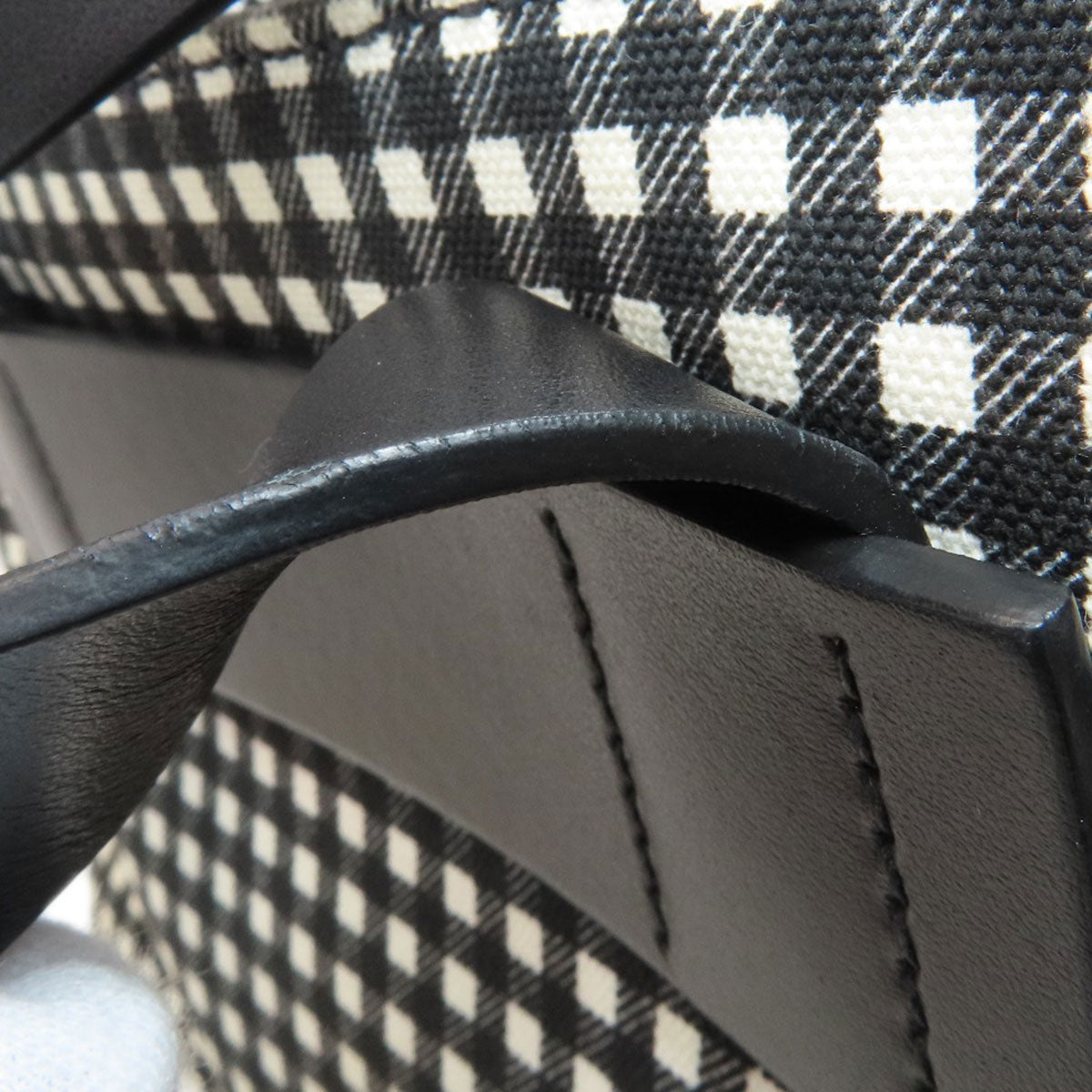 MIUMIU Gingham Check Pattern 2WAY Handbag Canvas Ladies [Used]