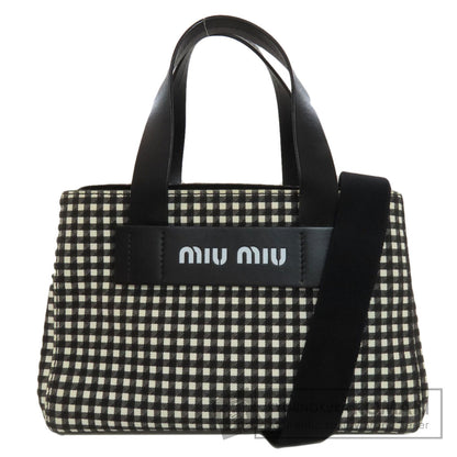 MIUMIU Gingham Check Pattern 2WAY Handbag Canvas Ladies [Used]