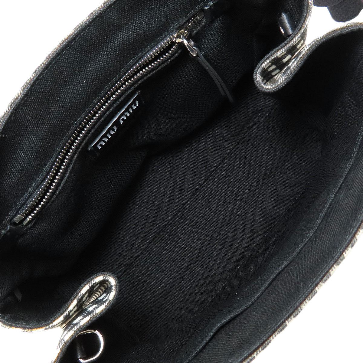 MIUMIU Gingham Check Pattern 2WAY Handbag Canvas Ladies [Used]