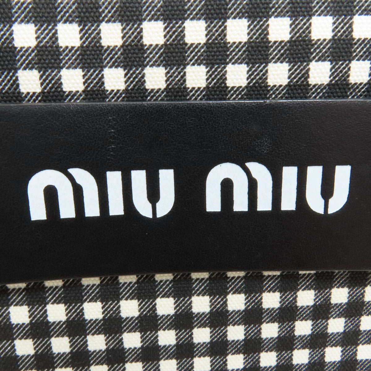 MIUMIU Gingham Check Pattern 2WAY Handbag Canvas Ladies [Used]