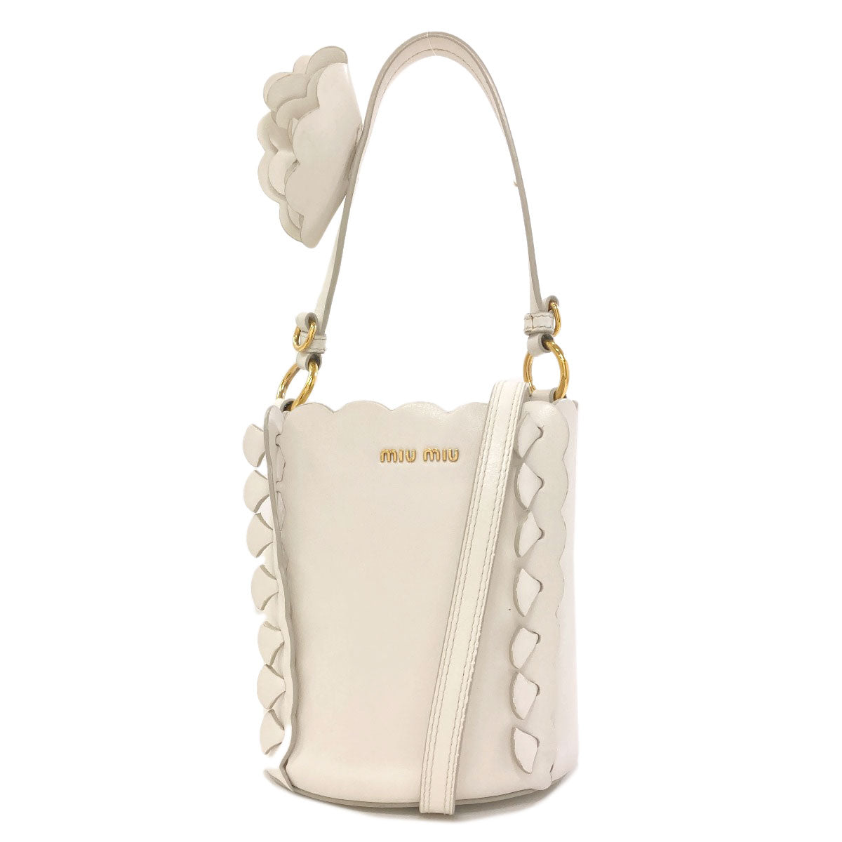 MIUMIU Flower Bucket Bag 2WAY Handbag Calf Ladies [Used]