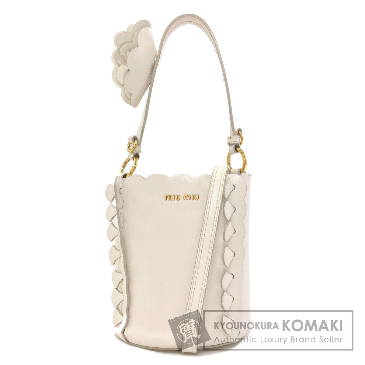 MIUMIU Flower Bucket Bag 2WAY Handbag Calf Ladies [Used]