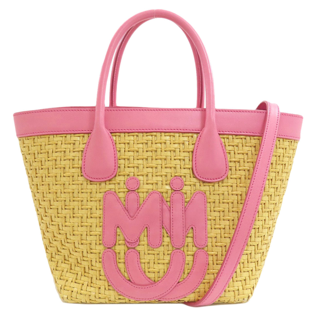 MIUMIU MM Paris Collaboration 2WAY Handbag Raffia Ladies [Used]