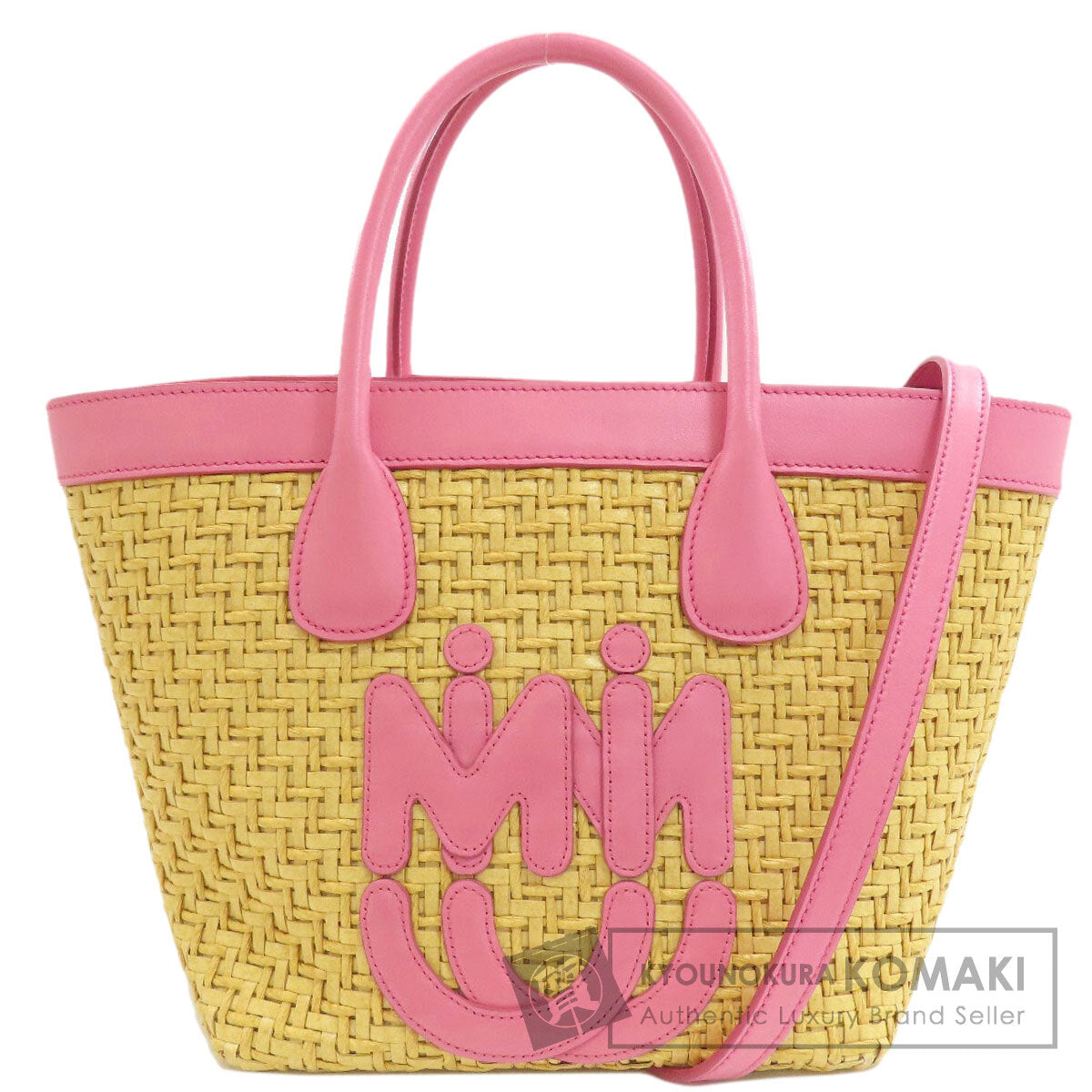 MIUMIU MM Paris Collaboration 2WAY Handbag Raffia Ladies [Used]