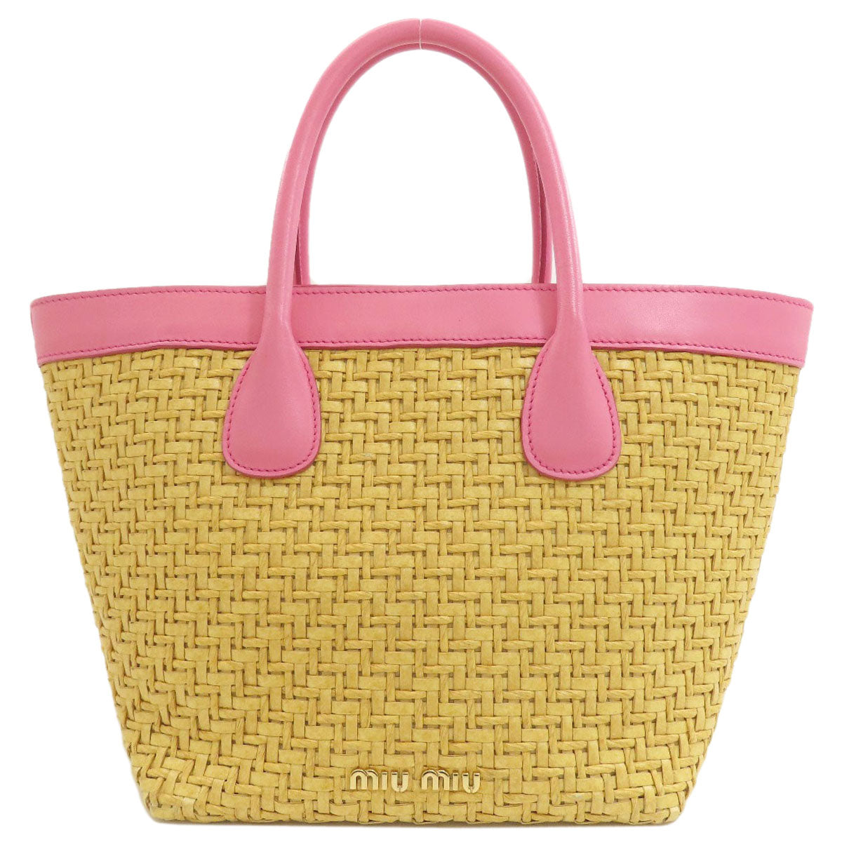 MIUMIU MM Paris Collaboration 2WAY Handbag Raffia Ladies [Used]