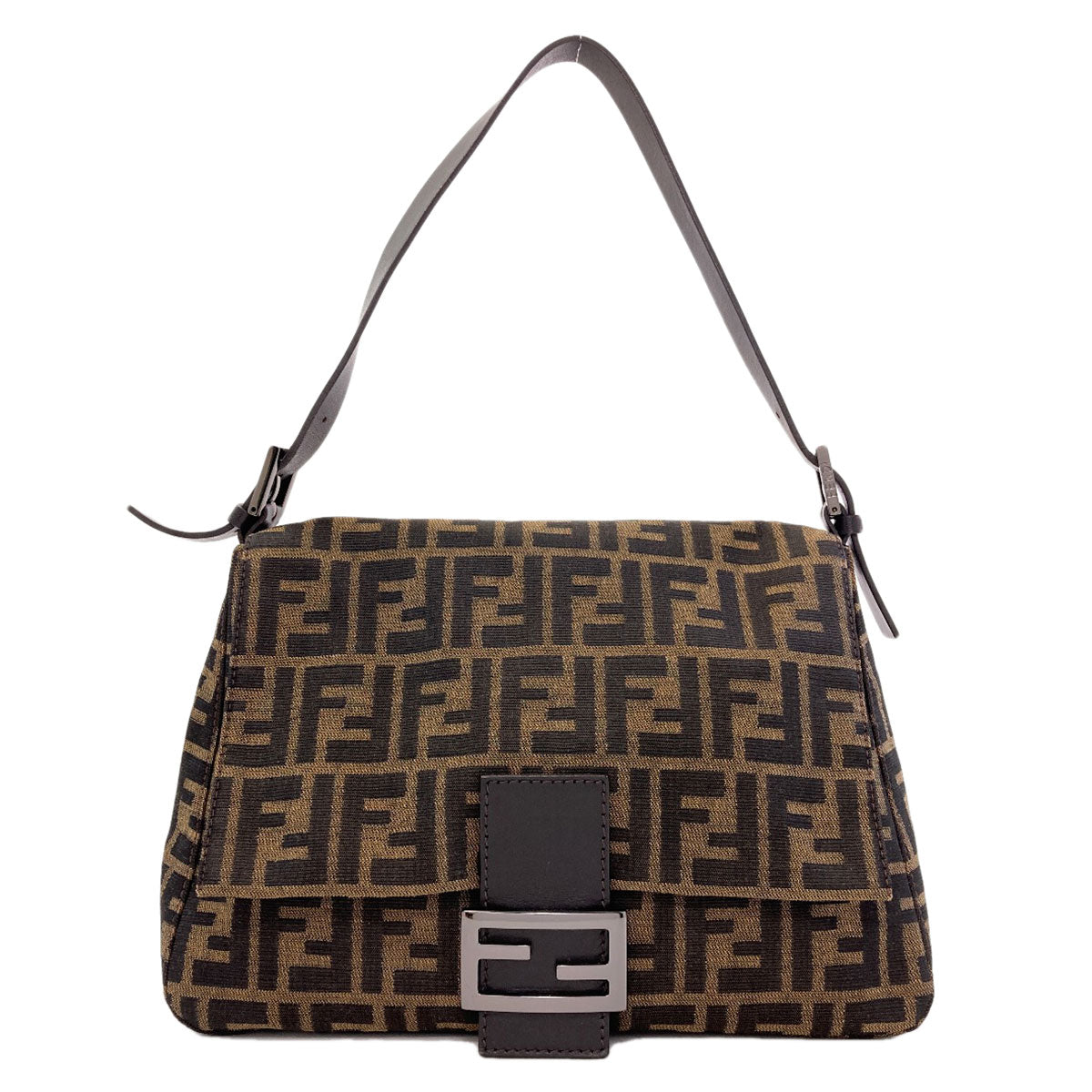 FENDI one belt Zucca pattern Mamma Bucket Shoulder Bag Canvas Ladies [Used]