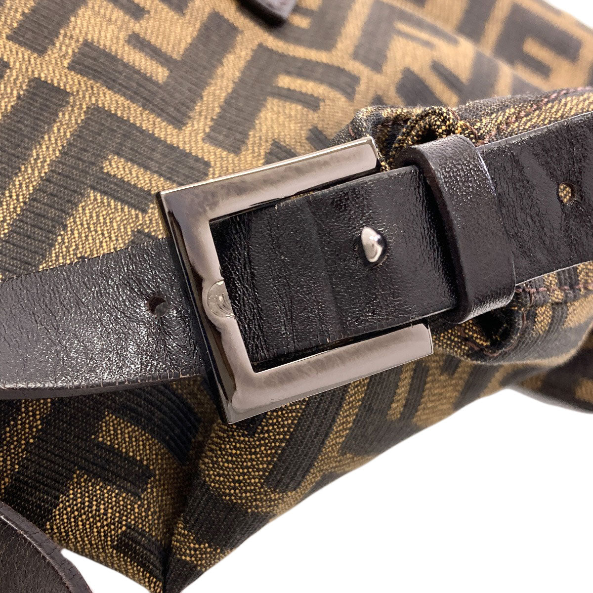 FENDI one belt Zucca pattern Mamma Bucket Shoulder Bag Canvas Ladies [Used]