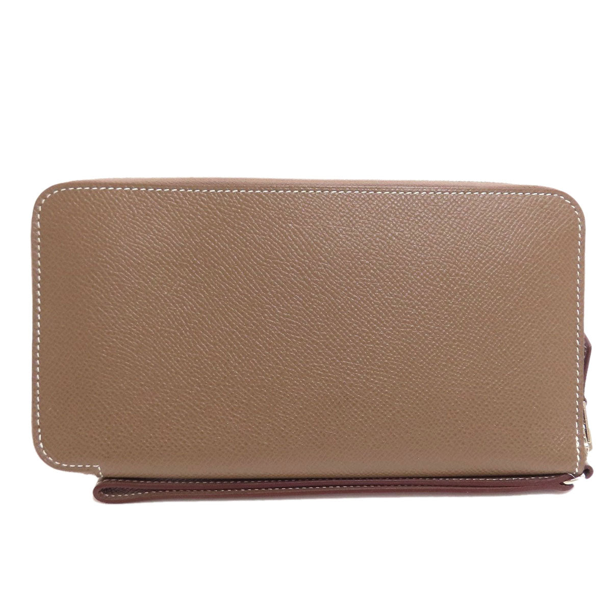 HERMES Azap Dragonne Long Etoupe SilverHardware Long wallet (with coin pocket) Epsom Ladies [Used]