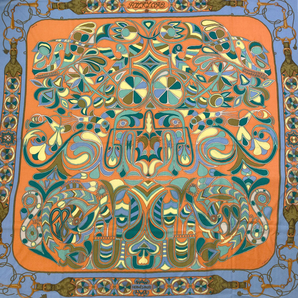 HERMES Carre90 FOLKLORE Scarf Silk Ladies [Used]