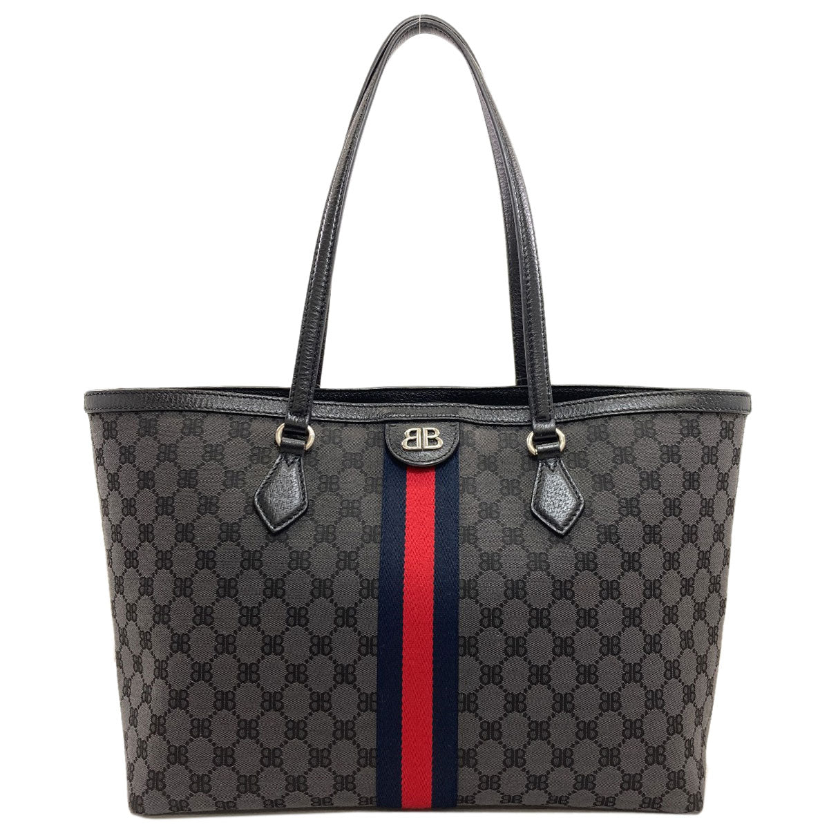 BALENCIAGA 680125 The Hacker Project Gucci Collaboration Tote Bag Canvas LeatherLadies [Used]