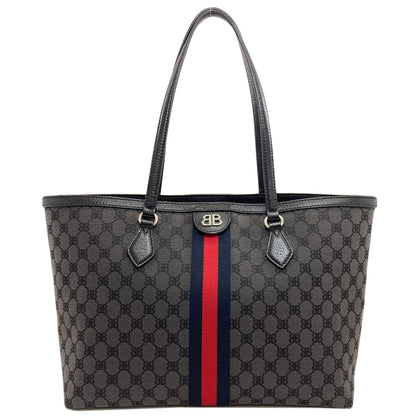 BALENCIAGA 680125 The Hacker Project Gucci Collaboration Tote Bag Canvas LeatherLadies [Used]