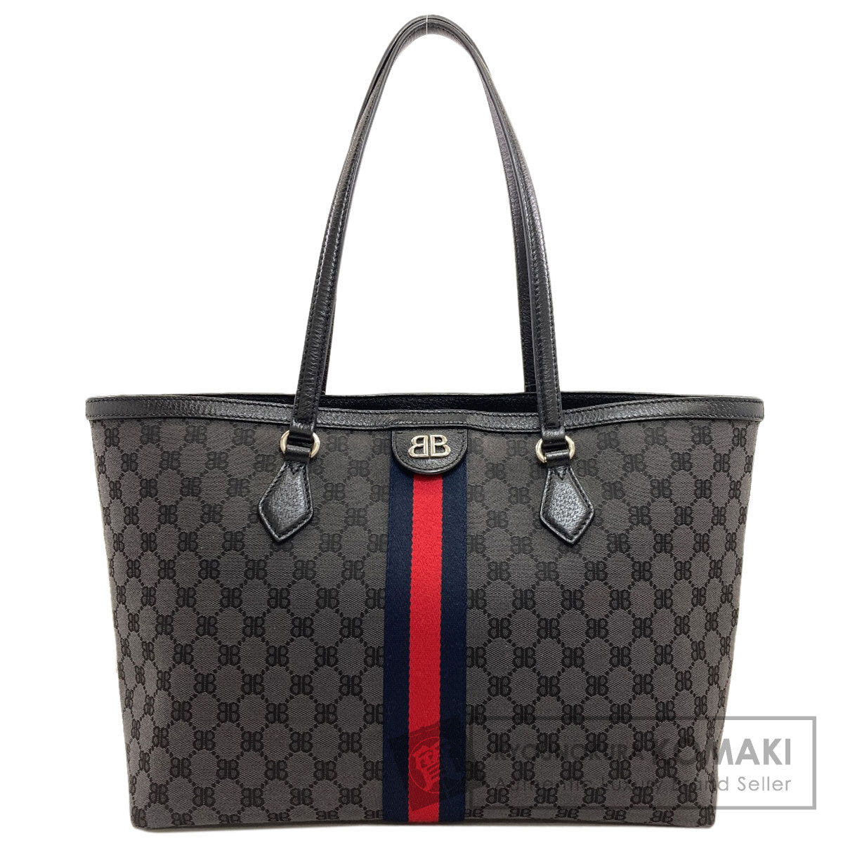 BALENCIAGA 680125 The Hacker Project Gucci Collaboration Tote Bag Canvas LeatherLadies [Used]