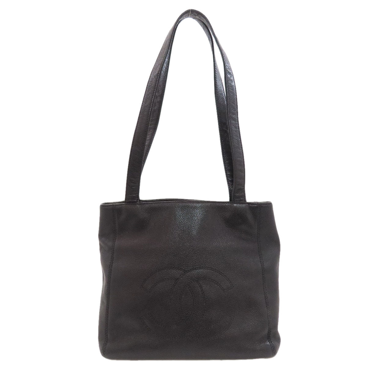 CHANEL COCO Mark SilverHardware Tote Bag Grained Calfskin Skin Ladies [Used]