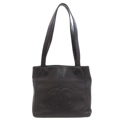 CHANEL COCO Mark SilverHardware Tote Bag Grained Calfskin Skin Ladies [Used]