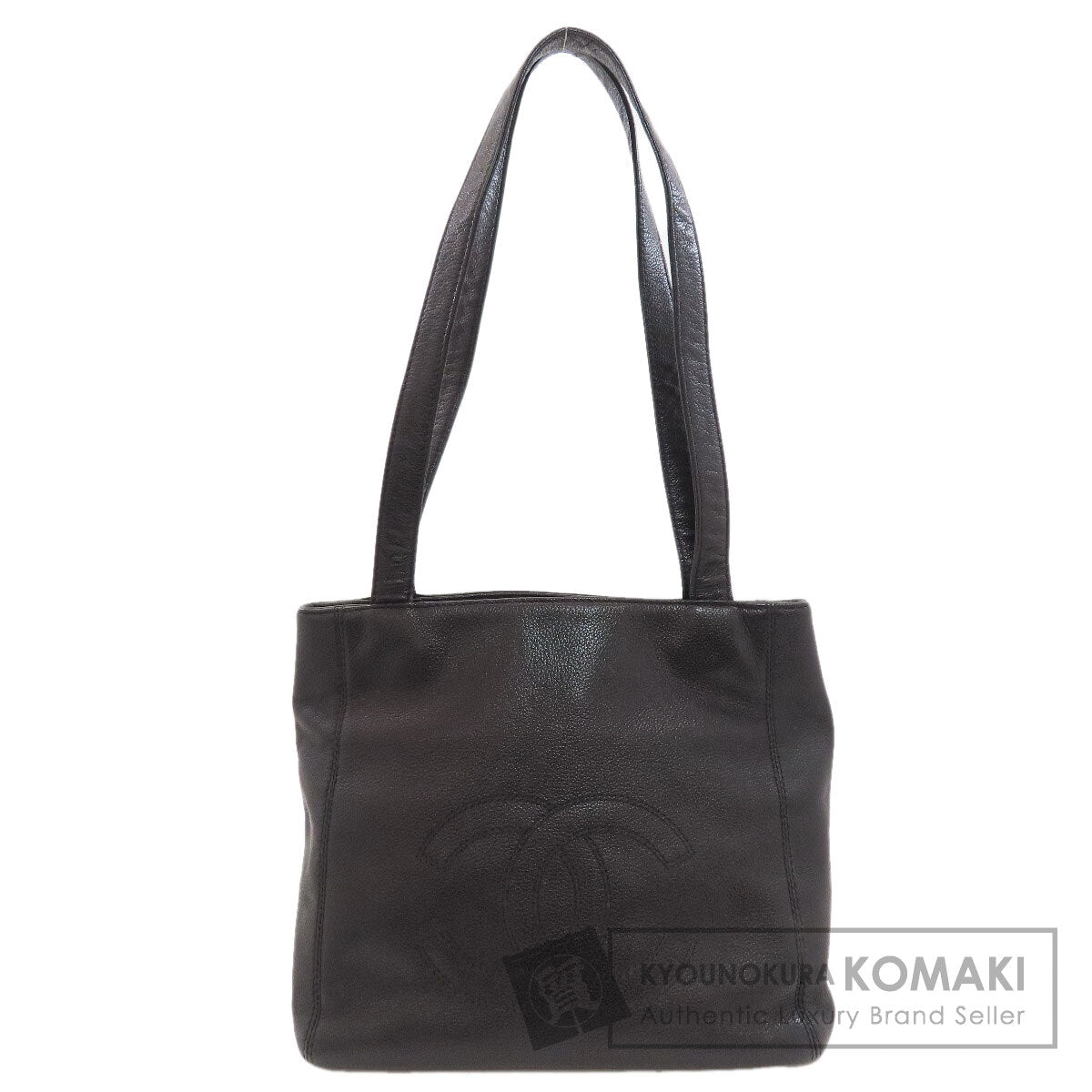 CHANEL COCO Mark SilverHardware Tote Bag Grained Calfskin Skin Ladies [Used]
