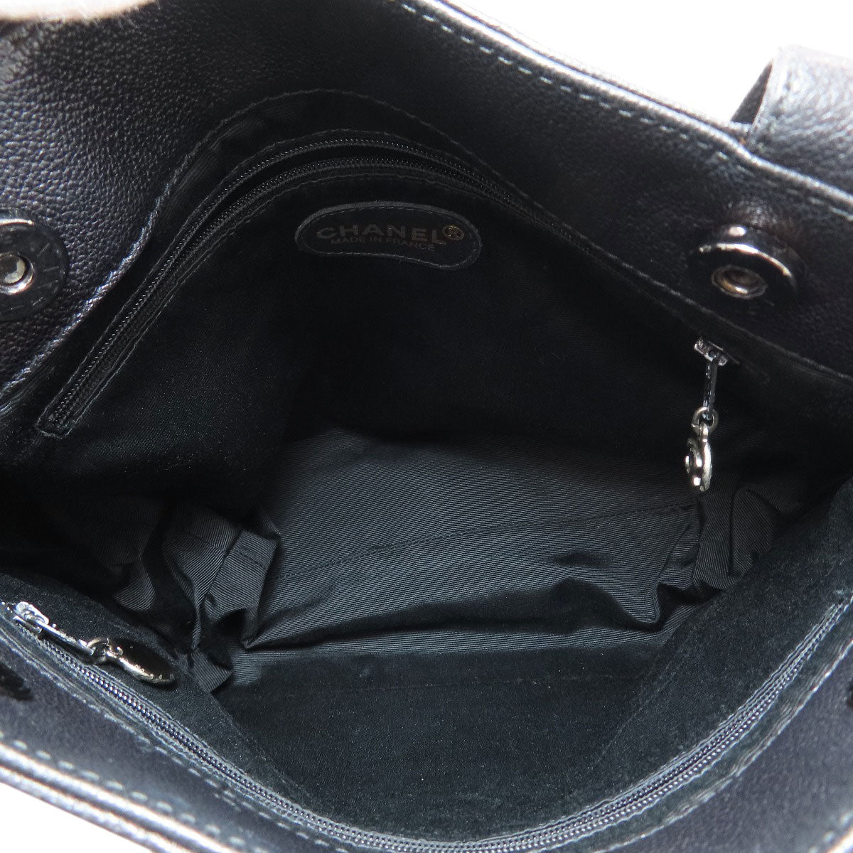 CHANEL COCO Mark SilverHardware Tote Bag Grained Calfskin Skin Ladies [Used]
