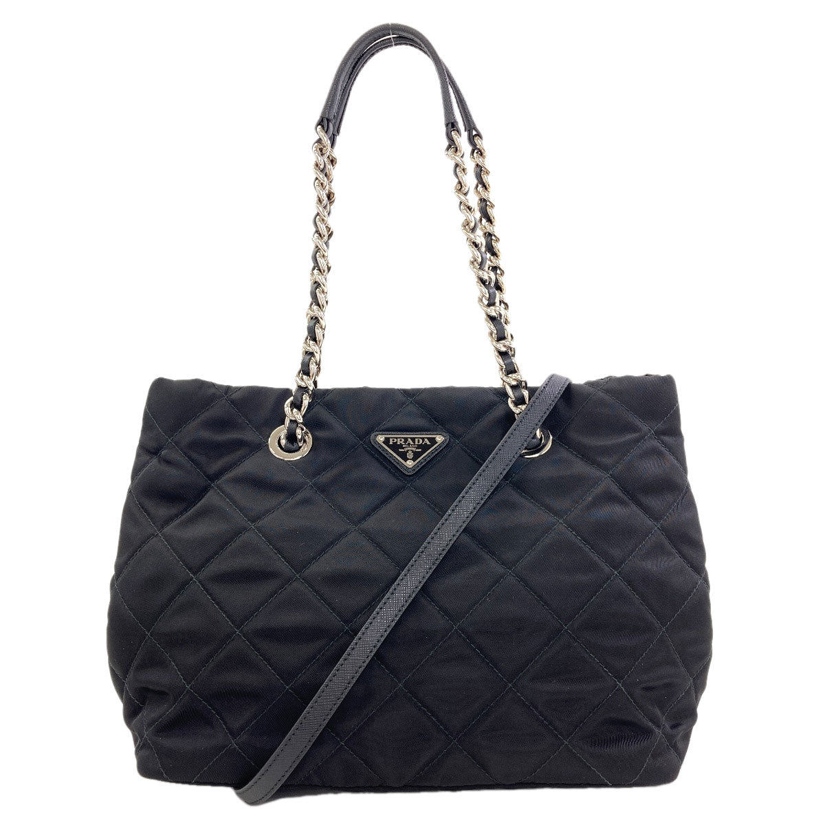 PRADA 1BG740 Logo Hardware Quilted Chain Tote 2WAY Tote Bag Nylon Ladies [Used]
