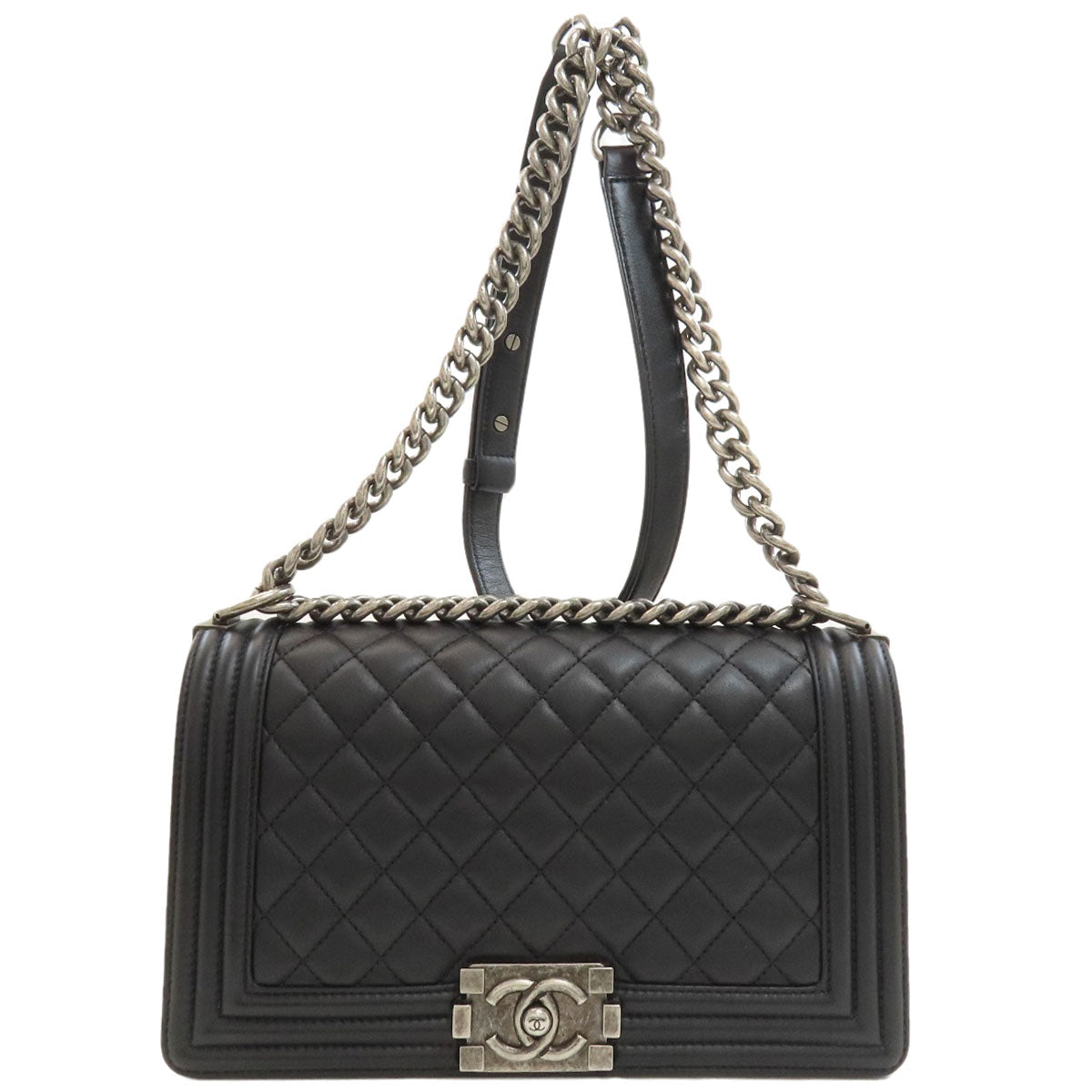 CHANEL Boy Chanel SilverHardware Shoulder Bag Calf Ladies [Used]