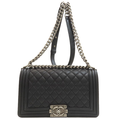 CHANEL Boy Chanel SilverHardware Shoulder Bag Calf Ladies [Used]