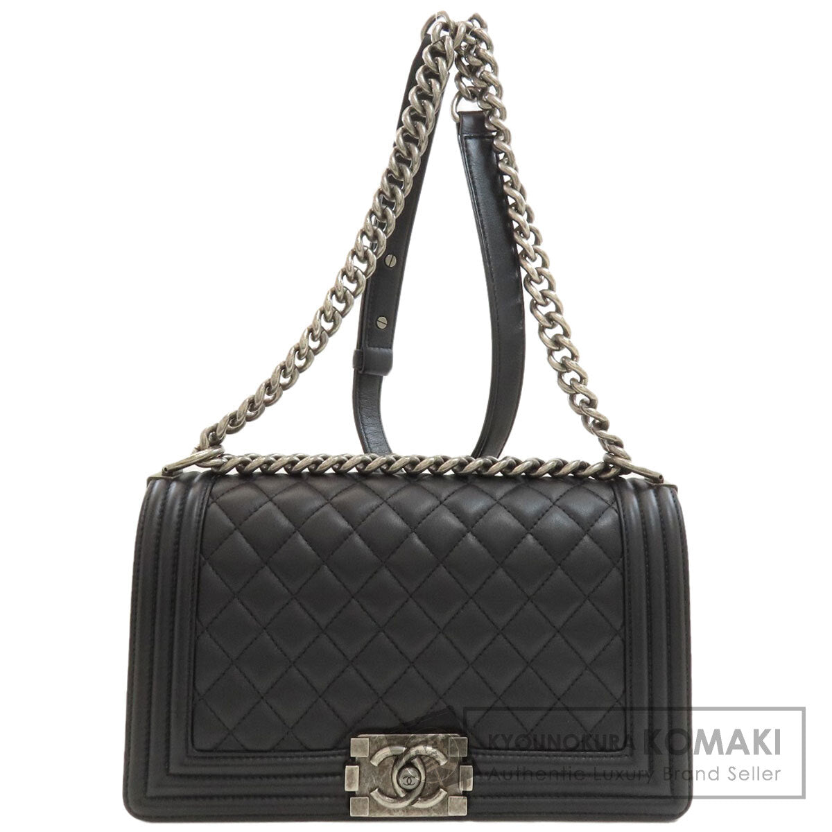CHANEL Boy Chanel SilverHardware Shoulder Bag Calf Ladies [Used]