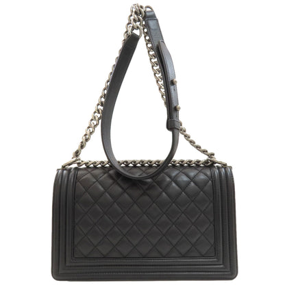 CHANEL Boy Chanel SilverHardware Shoulder Bag Calf Ladies [Used]
