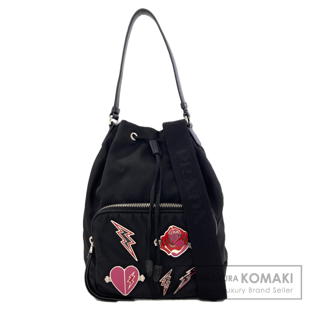 PRADA Badge Heart Lightning 2WAY Handbag Nylon Ladies [Used]