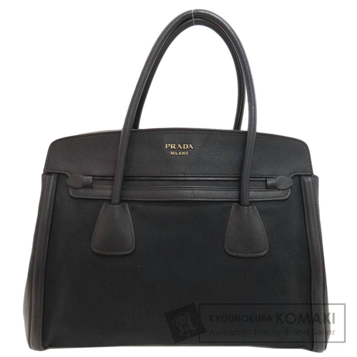 PRADA Logo Hardware Tote Bag Canvas LeatherLadies [Used]