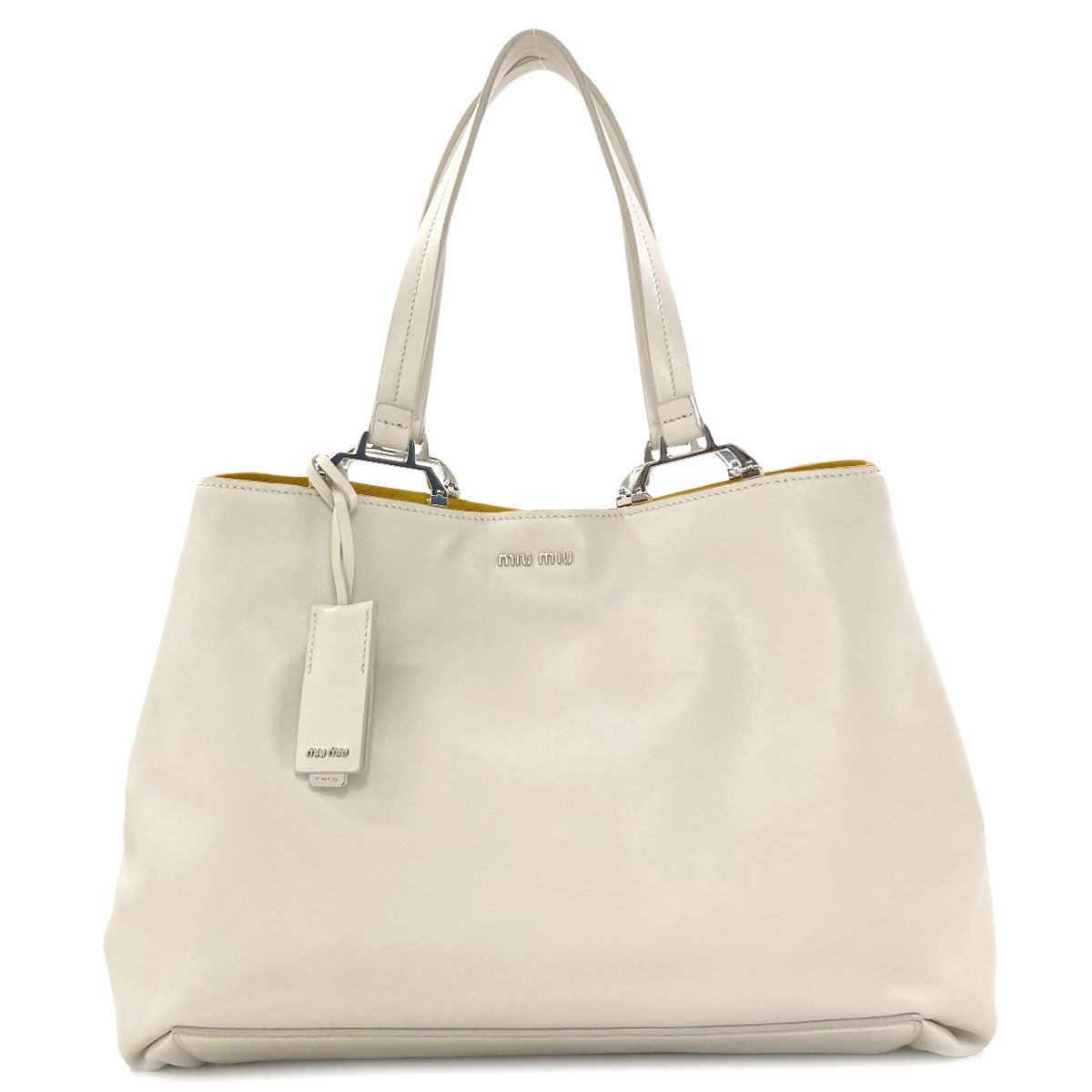 MIUMIU logo Tote Bag Leather Ladies [Used]