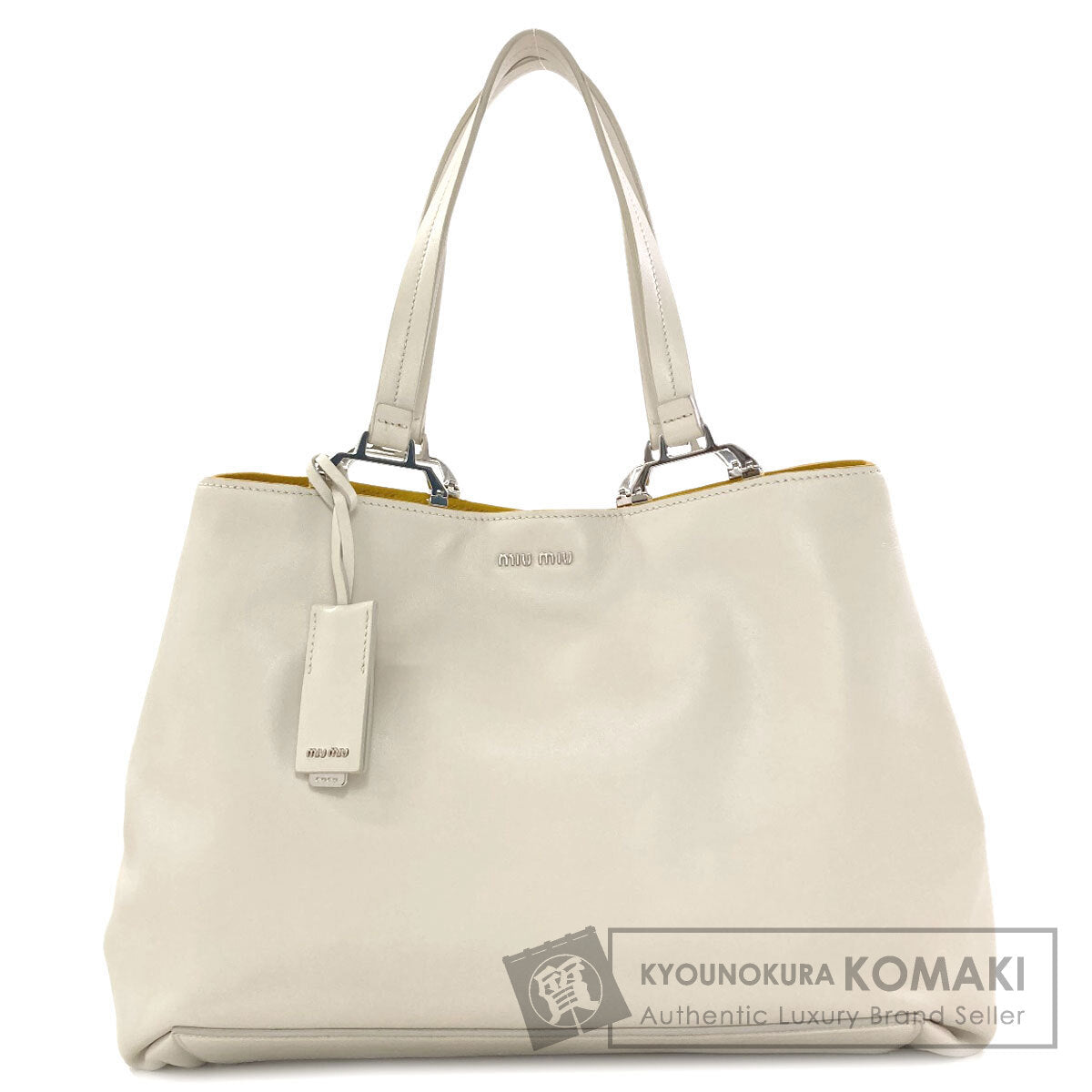 MIUMIU logo Tote Bag Leather Ladies [Used]