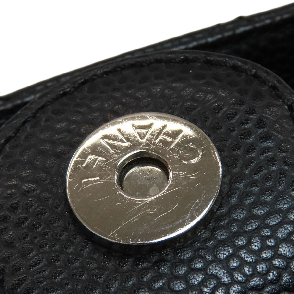 CHANEL Petit Shopping PST SilverHardware Tote Bag Grained Calfskin Skin Ladies [Used]