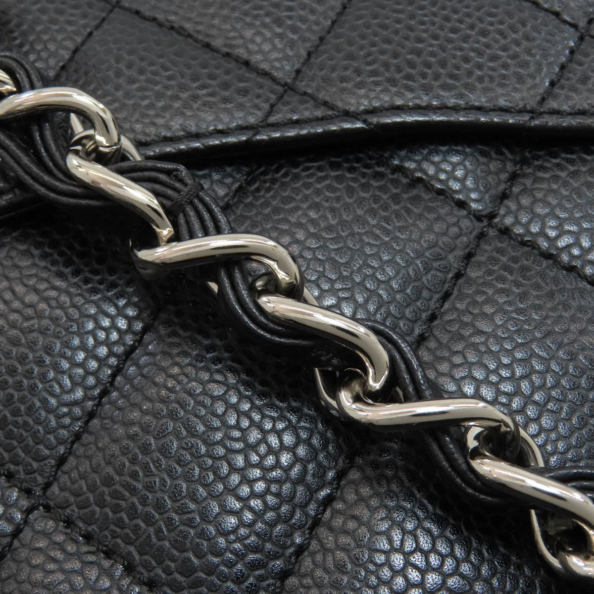 CHANEL Petit Shopping PST SilverHardware Tote Bag Grained Calfskin Skin Ladies [Used]