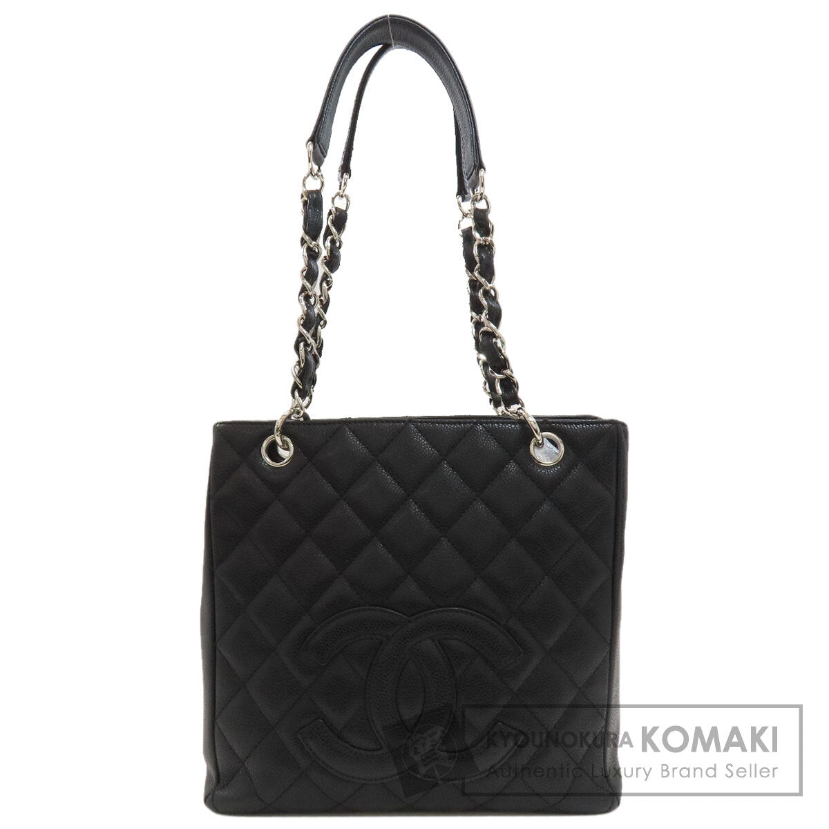 CHANEL Petit Shopping PST SilverHardware Tote Bag Grained Calfskin Skin Ladies [Used]