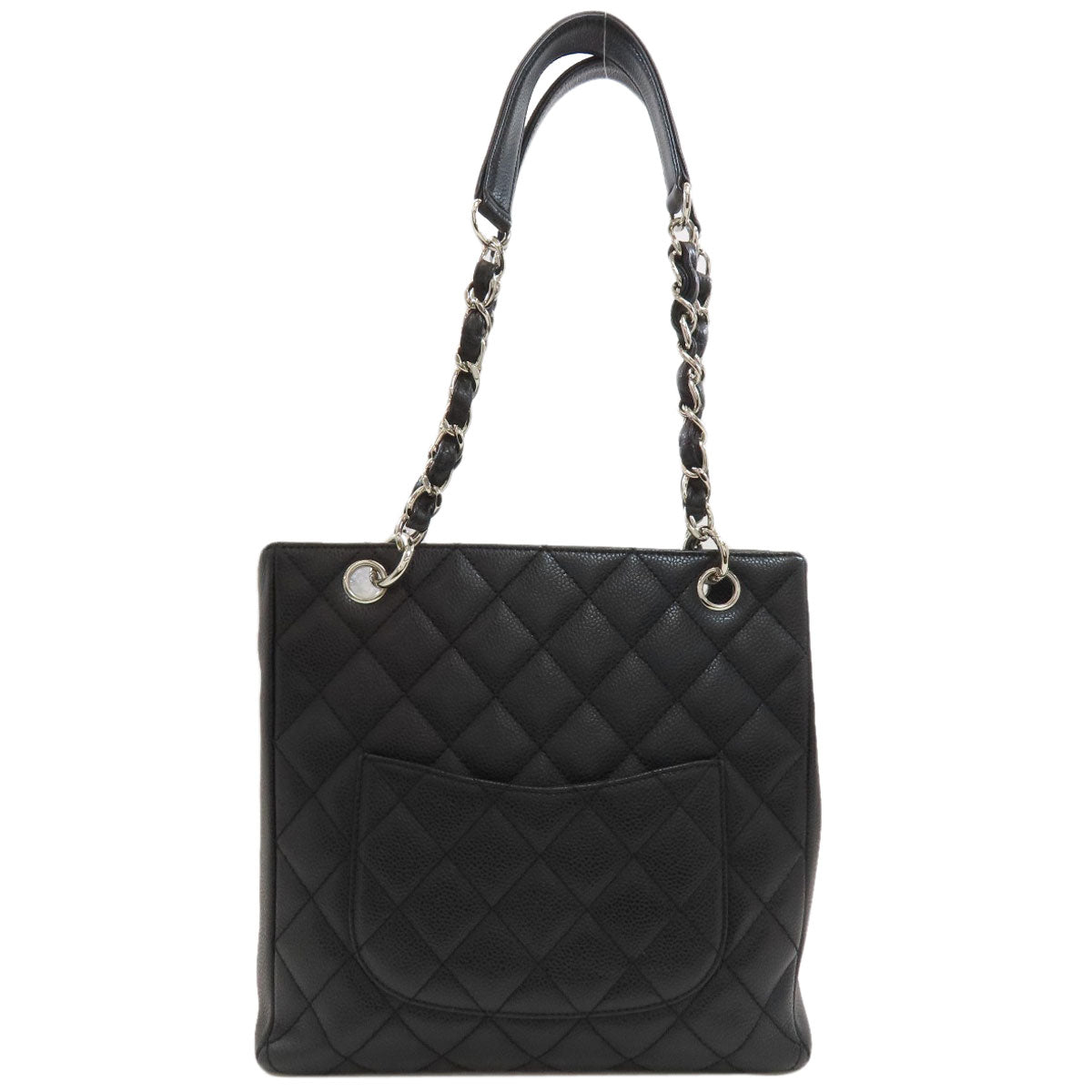 CHANEL Petit Shopping PST SilverHardware Tote Bag Grained Calfskin Skin Ladies [Used]