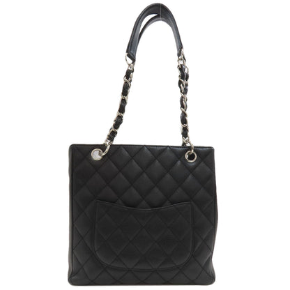 CHANEL Petit Shopping PST SilverHardware Tote Bag Grained Calfskin Skin Ladies [Used]