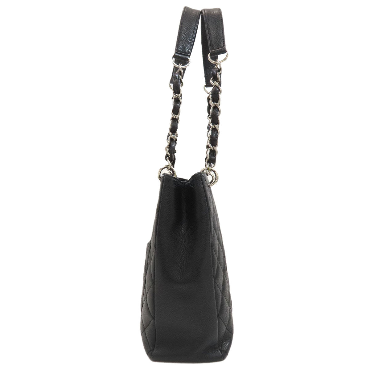 CHANEL Petit Shopping PST SilverHardware Tote Bag Grained Calfskin Skin Ladies [Used]