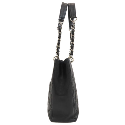 CHANEL Petit Shopping PST SilverHardware Tote Bag Grained Calfskin Skin Ladies [Used]