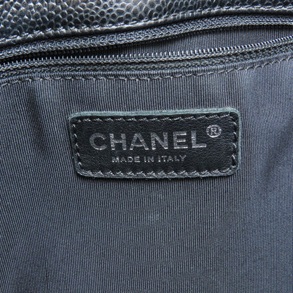 CHANEL Petit Shopping PST SilverHardware Tote Bag Grained Calfskin Skin Ladies [Used]