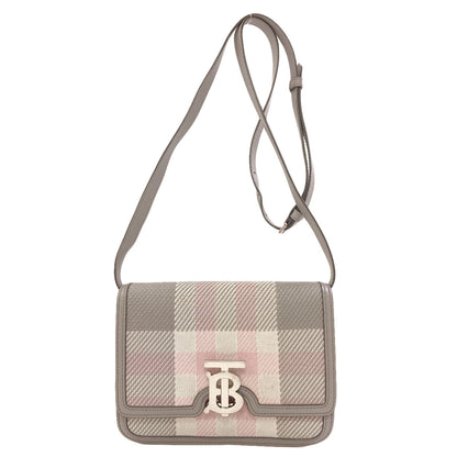 BURBERRY TB Logo KnitCheck Shoulder Bag Canvas LeatherLadies [Used]