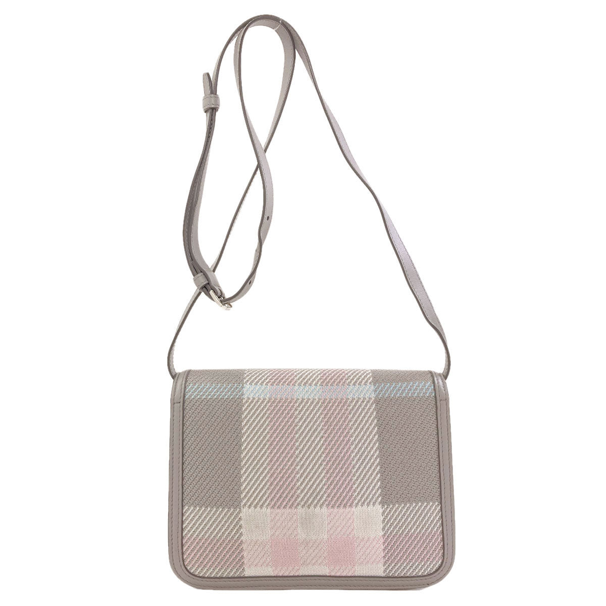 BURBERRY TB Logo KnitCheck Shoulder Bag Canvas LeatherLadies [Used]