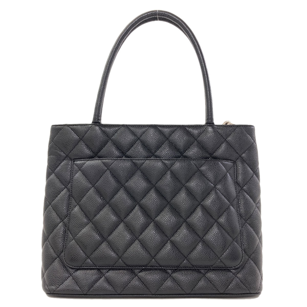 CHANEL Medallion SilverHardware Tote Bag Grained Calfskin Skin Ladies [Used]