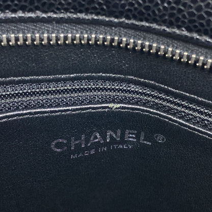 CHANEL Medallion SilverHardware Tote Bag Grained Calfskin Skin Ladies [Used]
