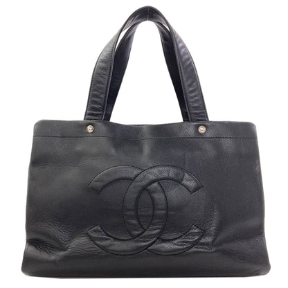 CHANEL COCO Mark SilverHardware Tote Bag Grained Calfskin Skin Ladies [Used]